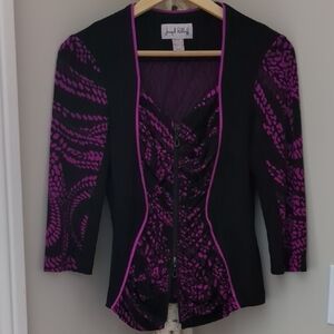 Joseph Ribkoff Black and Purple Cardigan